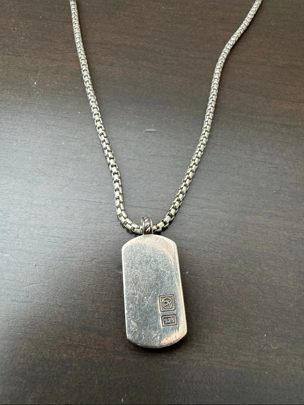 David Yurman Sterling Silver .925 Tag Necklace